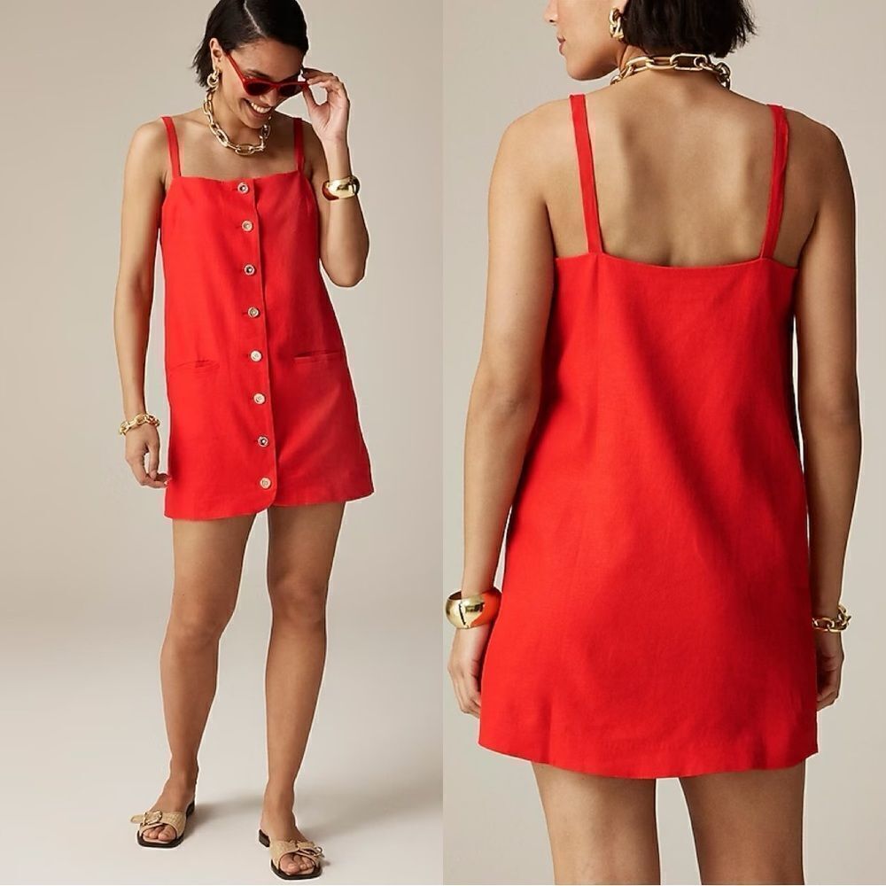 NWT J CREW Claudia dress in linen red